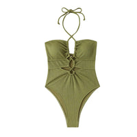 Beautiful Green Halter Cut Out Monokini Swimsuit