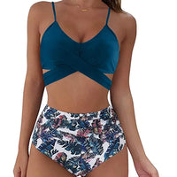 Sexy Criss Cross Top & High Waisted Women's Bikini Swimsuit