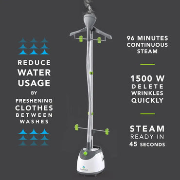 Full-Size Garment Steamer - Upright Freestanding Fabric Steam Cleaner with Detachable Water Tank
