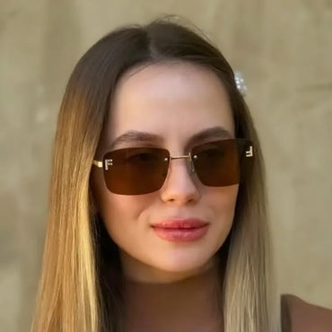 Designer Fashion Square Rimless UV400 Protection Unisex Sunglasses