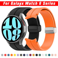 Original Silicone Band for Samsung Watch 6 40MM 44MM Sport Rubber Band Magnetic Buckle for Galaxy Watch 6 Classic 43MM 47MM