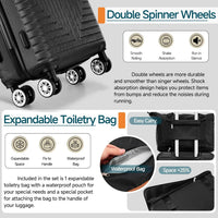 Premium 3-Piece Luggage Set - ABS+PC Hardshell Suitcase with TSA Lock & Matching Travel Bags