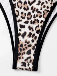 Sexy Black Leopard Print Cut Out Monokini Swimsuit