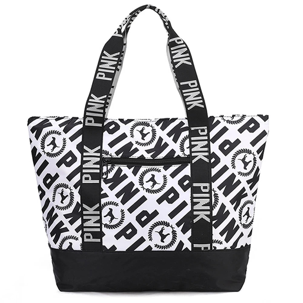 Cute Weekender Bag - Large Capacity Overnight Luggage Bag Zipper Closure Casual Shoulder Tote Bag