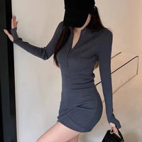 Casually Sexy Knit Slim Fit Long Sleeve Mini Dress