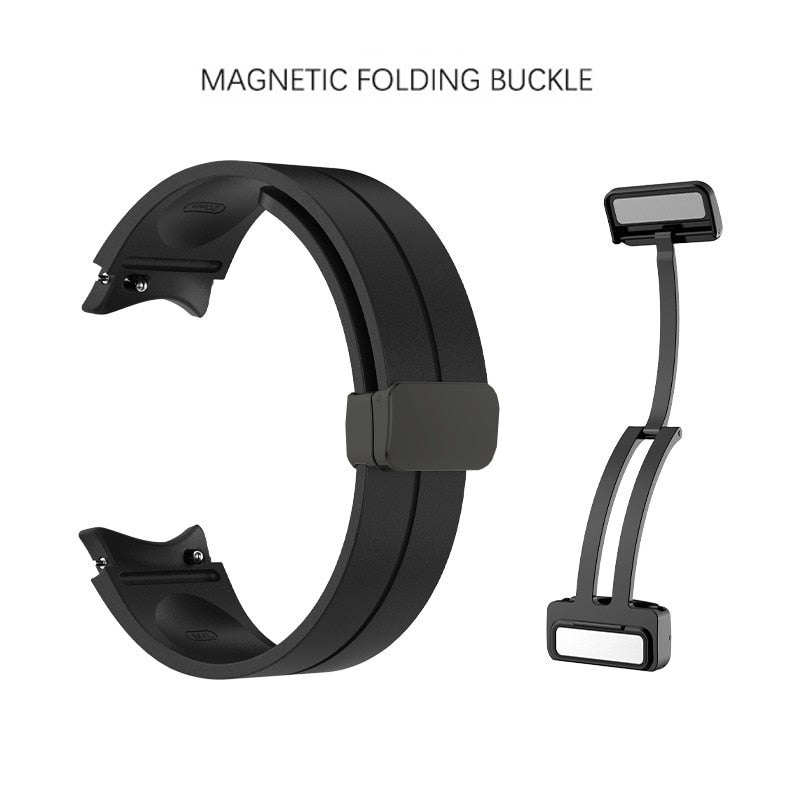 Original Silicone Band Magnetic Buckle for Samsung Watch 4/5 40 44mm Watch 5 Pro 45mm & Galaxy Watch 4 Classic 42 46mm