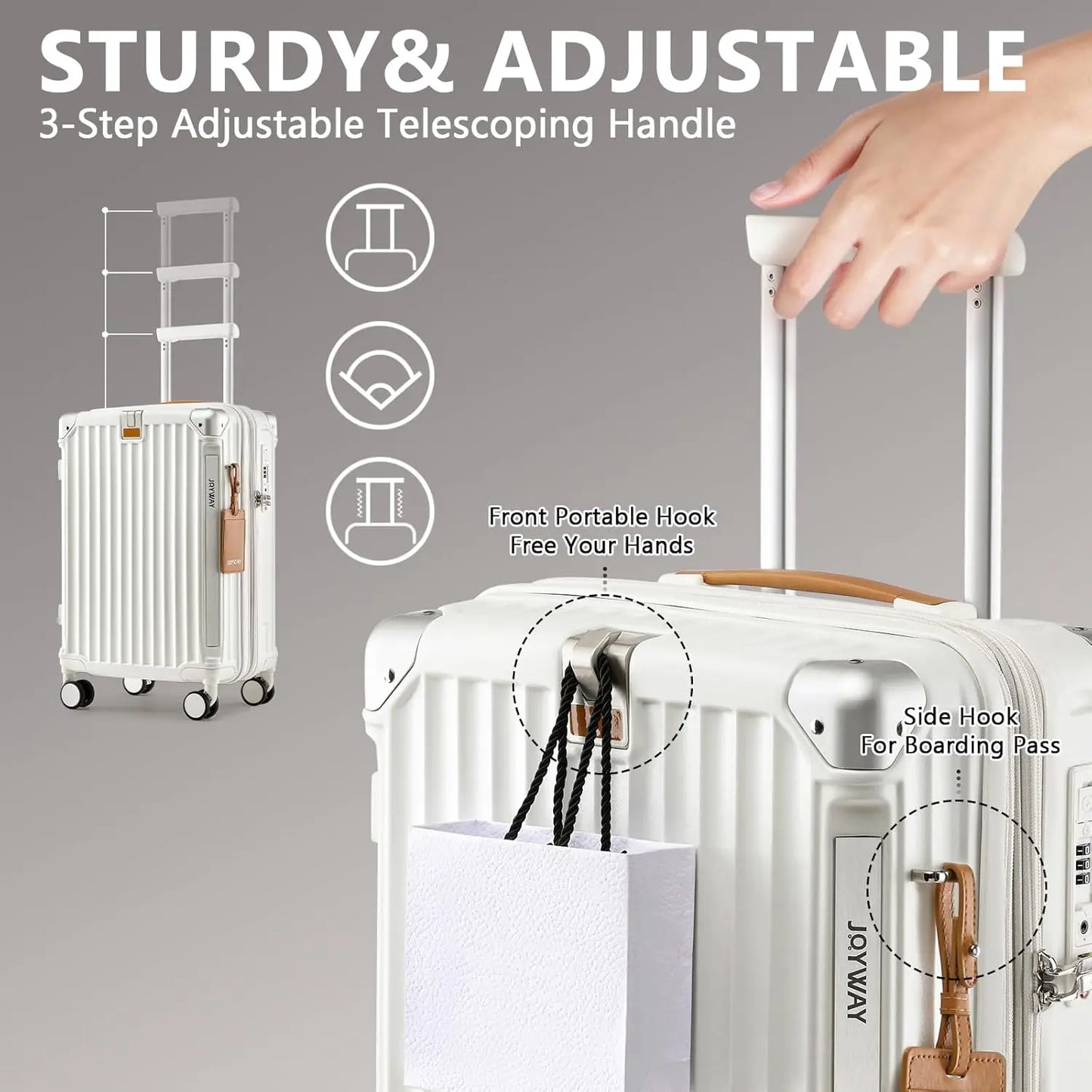 Stylish 20 inch Carry-on Suitcase - Expandable Lightweight Durable, with Cup Holder, TSA Lock, Spinner Wheels