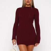 Chic Bodycon Knit Striped Long Sleeve Dress