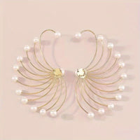 Unique Fashion Fan-shaped Pearl Geometric Exaggerated Earrings