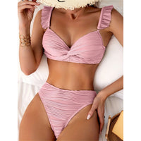 Sexy Ruffle Shoulder Strap Bikini Swimsuit