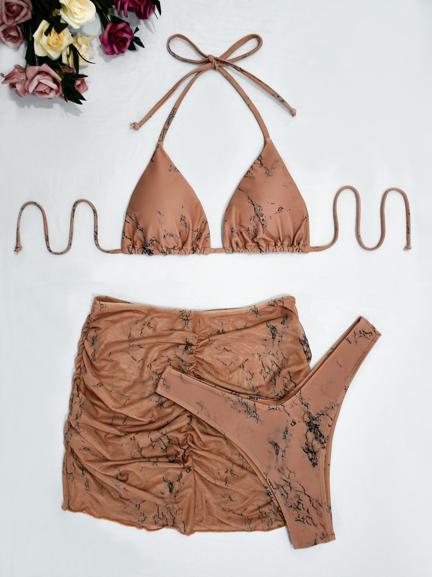 New Fashionable Sexy 3 Piece Bikini and Cover Up Skirt Set