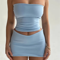 Sexy Crop Tube Top & Mid-Rise Tight Mini Skirt Set