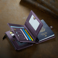 Unisex Passport Case Wallet with Strap Wristlet and Zipper Wallet