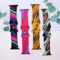 4pcs New Print iWatch Silicone Sports Band compatible with Apple Watch 38mm 40mm 41mm 42mm 44mm 45mm Series 9 8 7 6 5 4 3 2 1 se