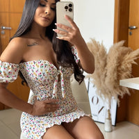 Elegant Off-Shoulder Floral Summer Bohemian Style Bodycon Dress