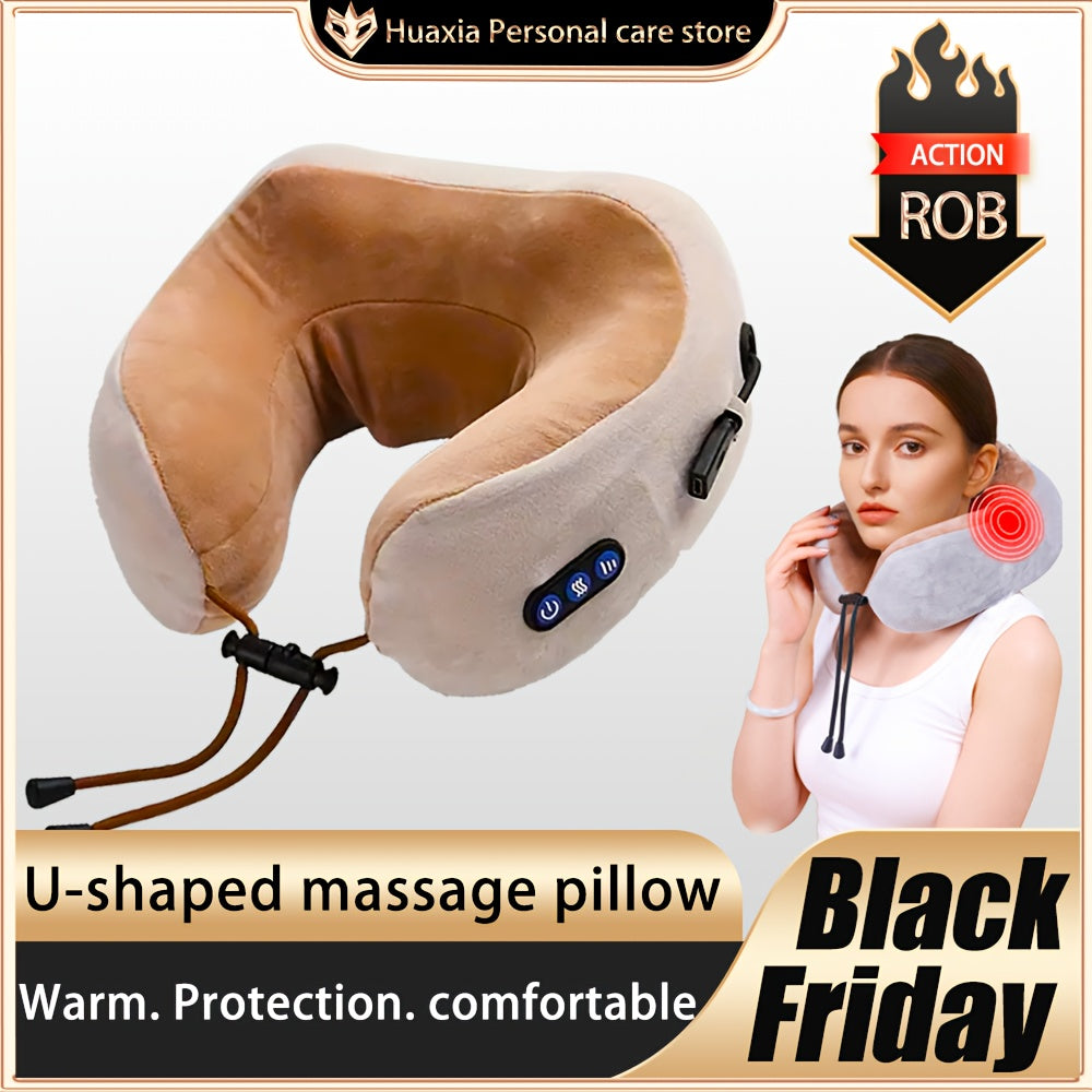 Convenient Multifunctional Electric Heating Massage Travel Neck Pillow Support