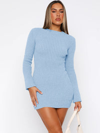 Chic Bodycon Knit Striped Long Sleeve Dress