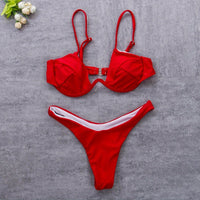 Sexy Push-Up Padded Bra & Low Waist Bikini Swimsuit