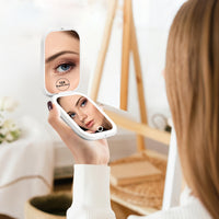 10X/1X Magnification LED Compact Travel Makeup Mirror With Light, Rechargeable, Adjustable Brightness, 2-Sided, Folding, Handheld