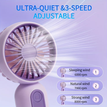 3-Pack Portable 3-Speed Mini Fan Set - USB Rechargeable Handheld Personal Fan for Travel