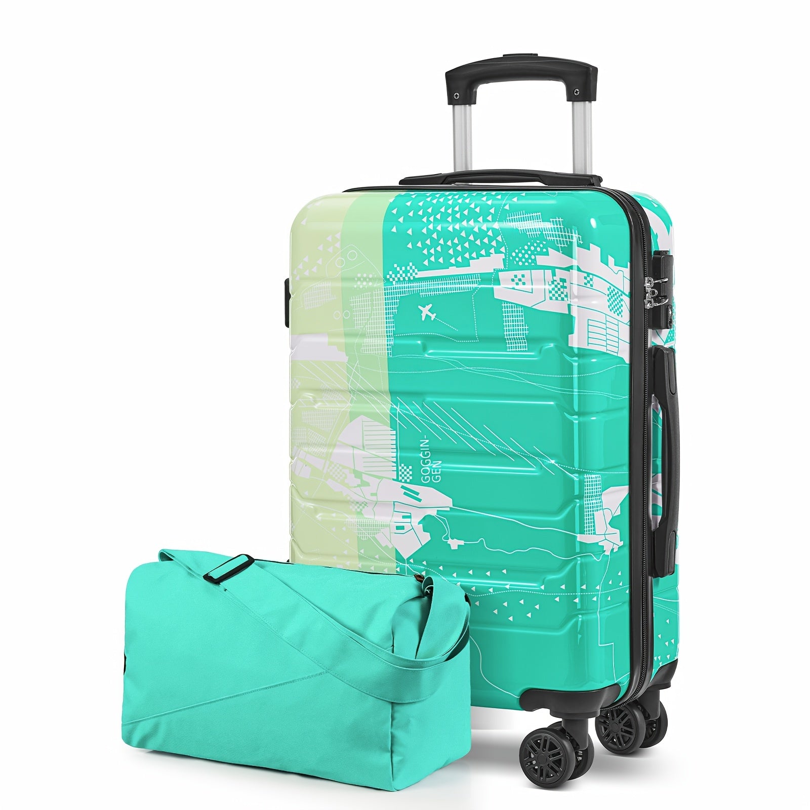 Artsy Lightweight 20-inch ABS+PC Hard Shell Luggage Set with Spinner Wheels, TSA Lock, and Matching Duffel Bag