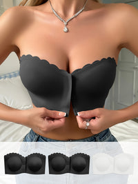 3 Pieces Multi-Colored Front Buckle Strapless Invisible Wrap Bra