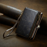 Unisex Passport Case Wallet with Strap Wristlet and Zipper Wallet