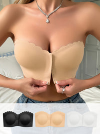 3 Pieces Multi-Colored Front Buckle Strapless Invisible Wrap Bra