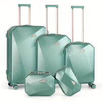 Beautiful 5Pcs Lightweight ABS Hardshell Luggage Sets with TSA Lock (12/14/ 20/24/ 28, Green)