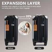 3 & 5 Piece Luxury Light Carry-On, Expandable PP Hard-shell Suitcase with Spinner Wheels, 20" Travel Suitcase with TSA Lock