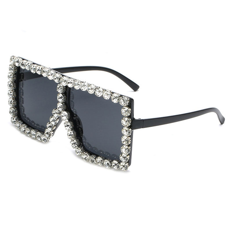 Luxury Fashion Rhinestone Square Steampunk Sunglasses
