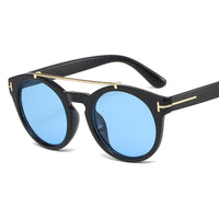 Retro Round Rivet Double Bridge Sunglasses