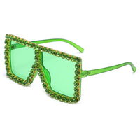 Luxury Fashion Rhinestone Square Steampunk Sunglasses