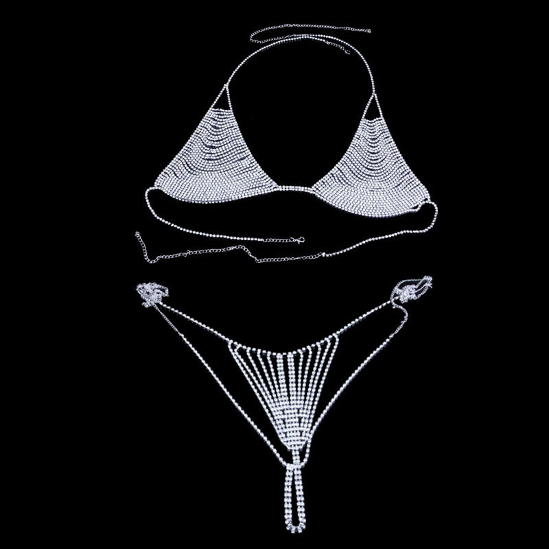 Sexy Body Jewelry Rhinestone Bikini Set