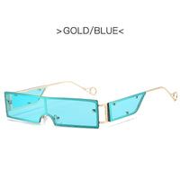 Fashion Small Rectangle Rimless Rivet One Piece Sunglasses