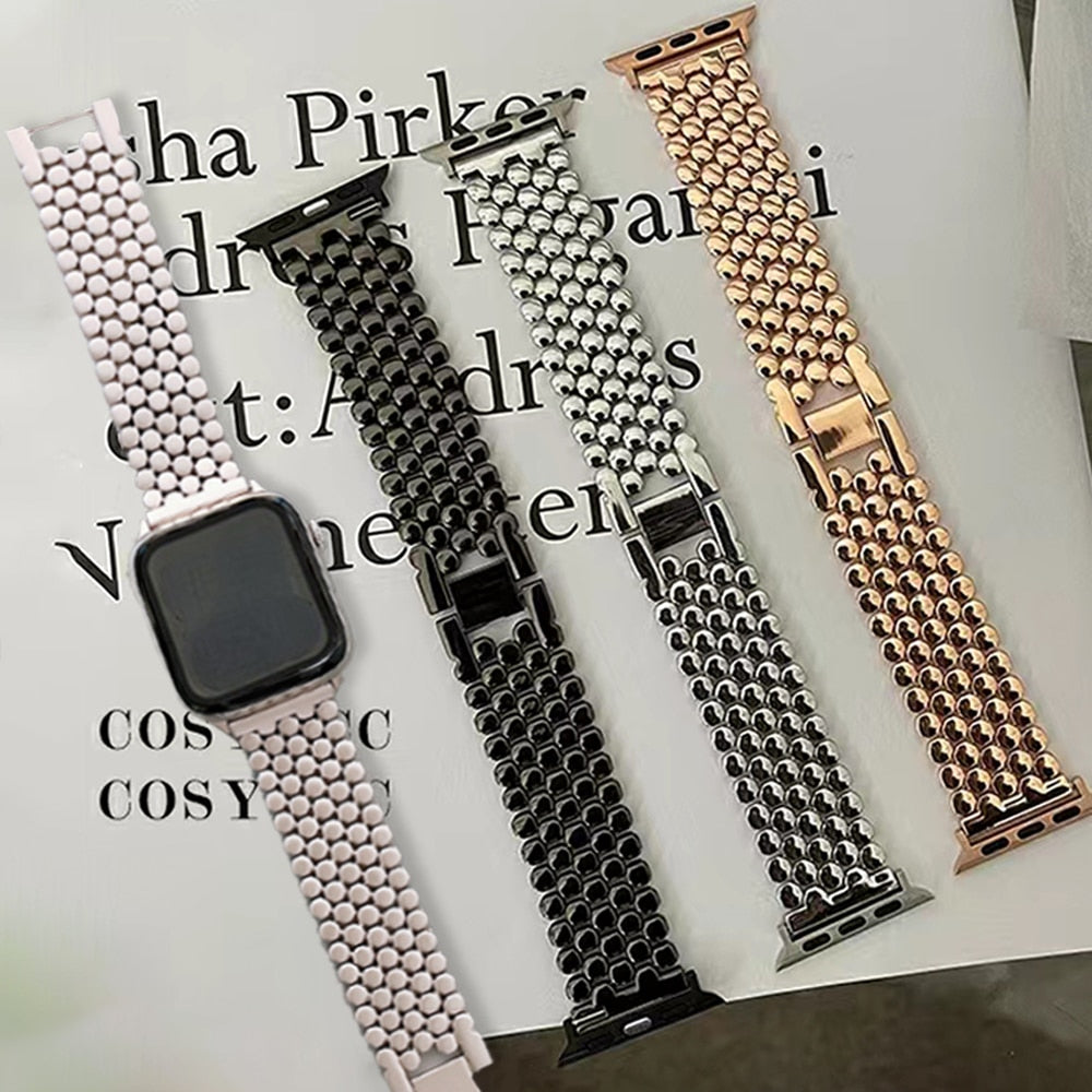 Luxury Fish Scale Stainless Steel Band For Apple Watch Ultra 49mm 40mm 44mm 41 45mm Band For iWatch 8 7 5 4 SE 38 42mm