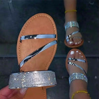 Casual Patent PU Leather Flat Bling Sandals