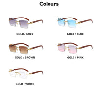 Fashion Rimless Wood Square Sunglasses