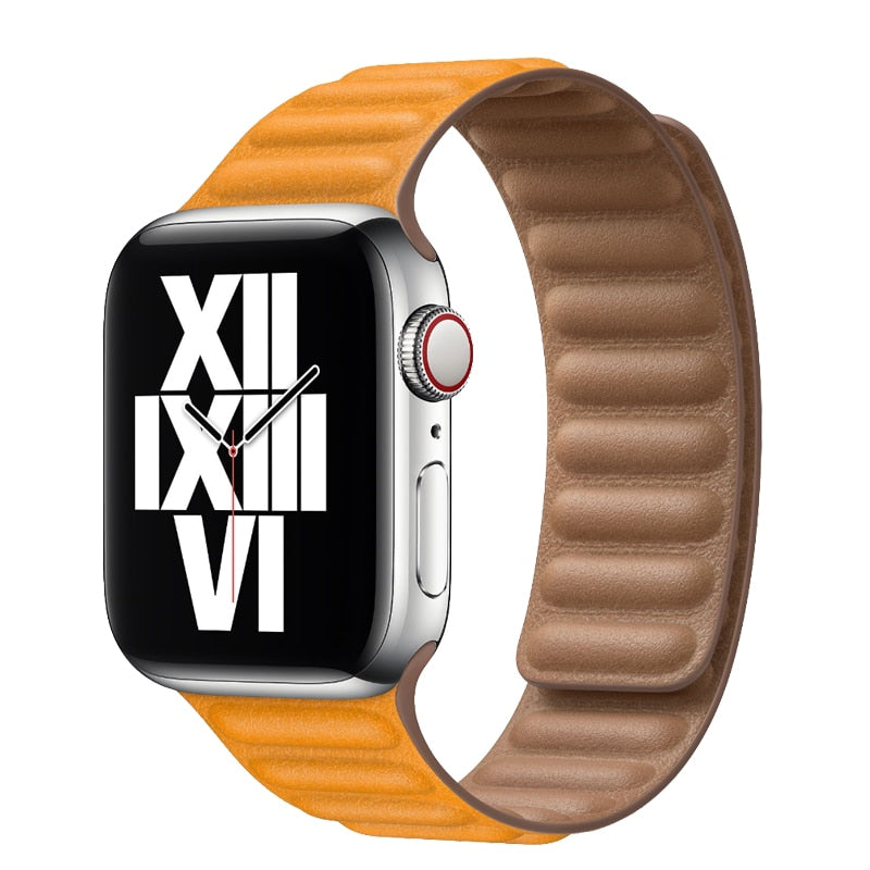 Sleek Leather Strap for Apple Watch Band 45mm 41mm 44mm 40mm Original Magnetic Loop Link 49mm 8 7 6 SE 5 4 42mm