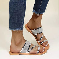 Casual Patent PU Leather Flat Bling Sandals