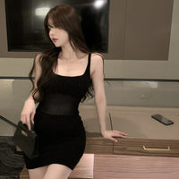 Knitted Sleeveless Korean Style Bodycon Mini Dress